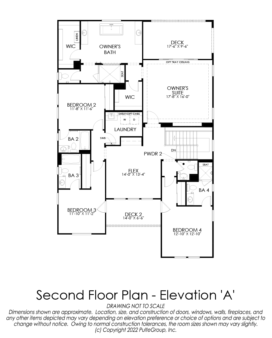 Second Floor Plan - Elevation A - Plan Two - Skyline at Deerlake Ranch