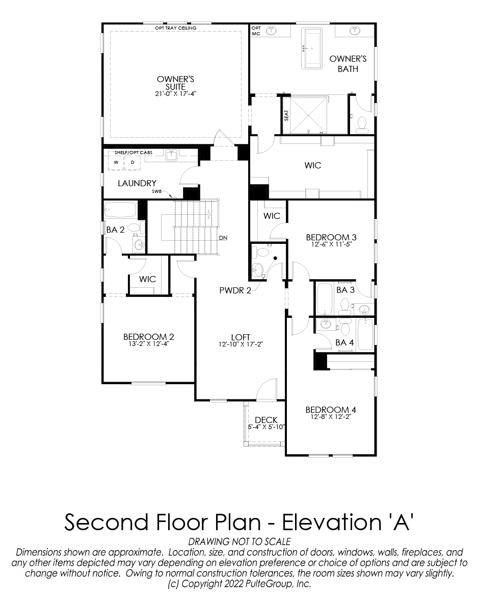 Second Floor Plan - Elevation A - Plan Three - Skyline at Deerlake Ranch